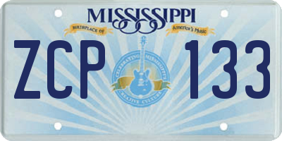 MS license plate ZCP133
