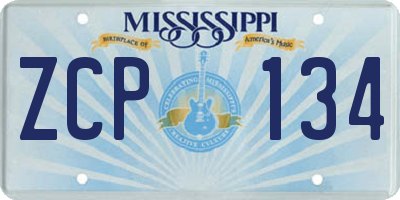 MS license plate ZCP134