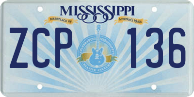 MS license plate ZCP136