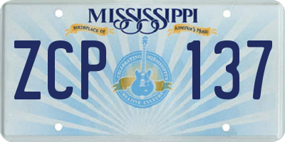 MS license plate ZCP137