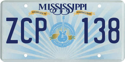 MS license plate ZCP138