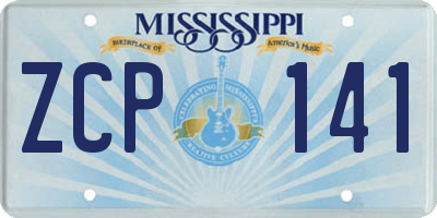 MS license plate ZCP141