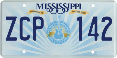 MS license plate ZCP142
