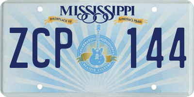 MS license plate ZCP144