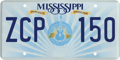 MS license plate ZCP150