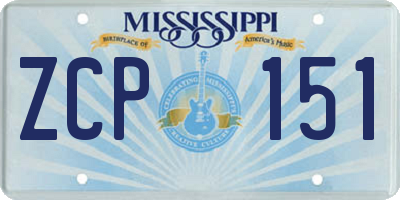 MS license plate ZCP151