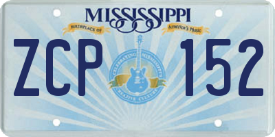 MS license plate ZCP152