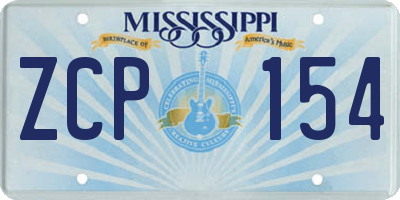 MS license plate ZCP154