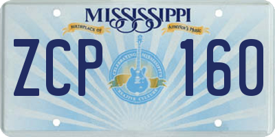 MS license plate ZCP160