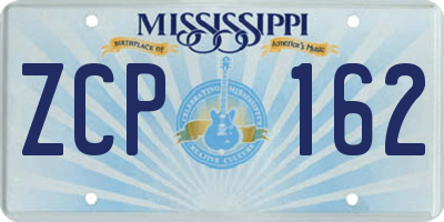 MS license plate ZCP162