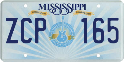 MS license plate ZCP165