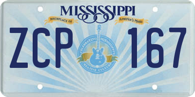 MS license plate ZCP167