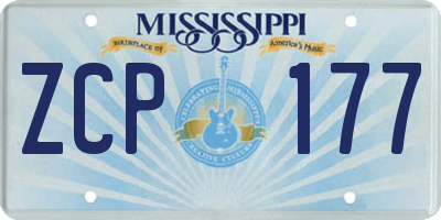MS license plate ZCP177