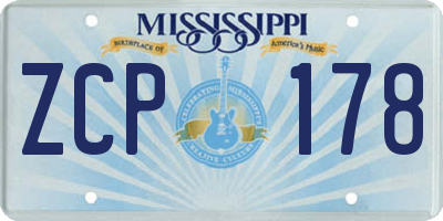 MS license plate ZCP178