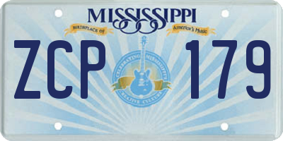 MS license plate ZCP179
