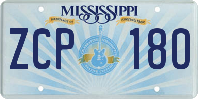 MS license plate ZCP180