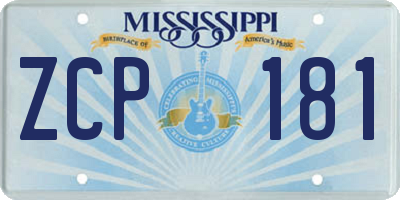 MS license plate ZCP181