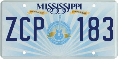 MS license plate ZCP183