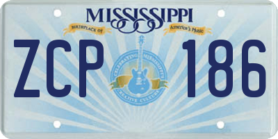 MS license plate ZCP186