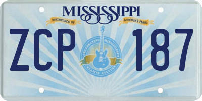 MS license plate ZCP187