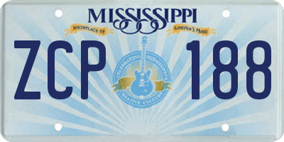 MS license plate ZCP188