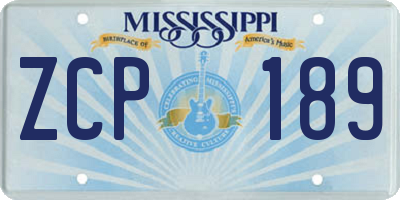 MS license plate ZCP189