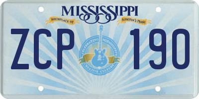 MS license plate ZCP190
