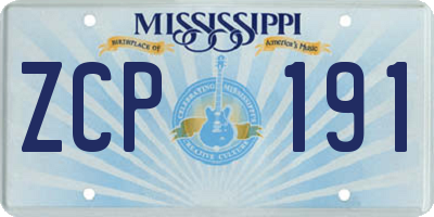 MS license plate ZCP191