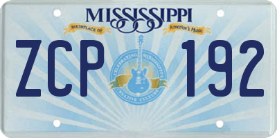 MS license plate ZCP192
