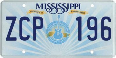 MS license plate ZCP196