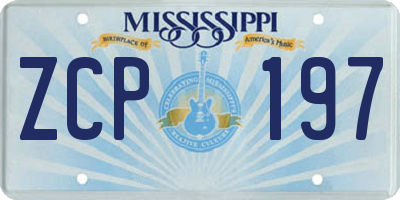MS license plate ZCP197