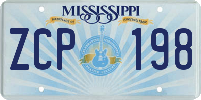 MS license plate ZCP198