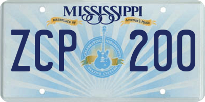MS license plate ZCP200