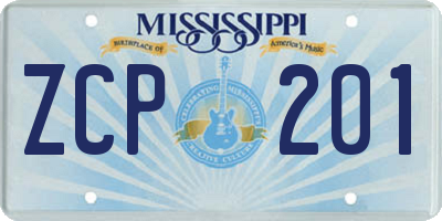 MS license plate ZCP201