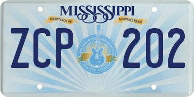 MS license plate ZCP202