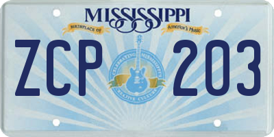 MS license plate ZCP203
