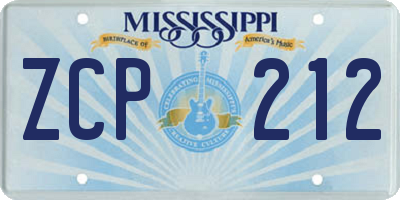 MS license plate ZCP212