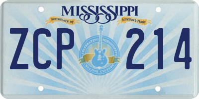 MS license plate ZCP214