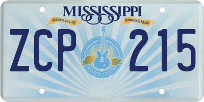 MS license plate ZCP215