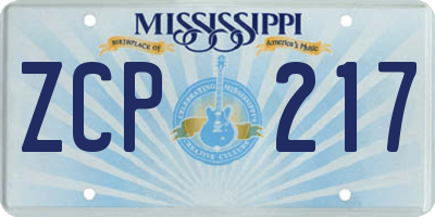 MS license plate ZCP217