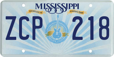MS license plate ZCP218
