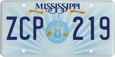 MS license plate ZCP219
