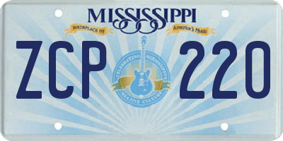 MS license plate ZCP220