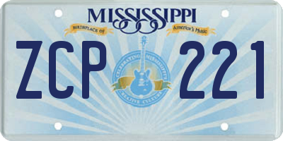 MS license plate ZCP221