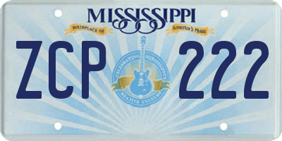MS license plate ZCP222