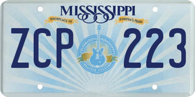 MS license plate ZCP223