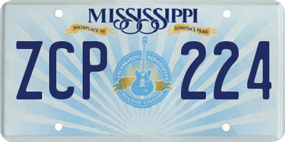 MS license plate ZCP224