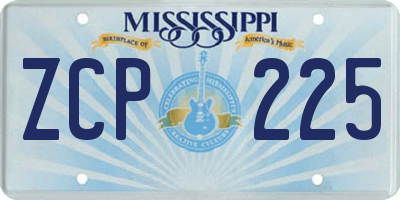 MS license plate ZCP225