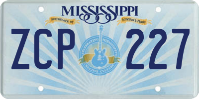 MS license plate ZCP227