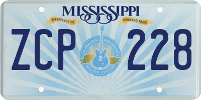 MS license plate ZCP228